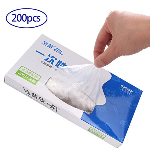Preisvergleich Produktbild 200 Stück Einmalhandschuhe PE Handschuhe für Küche Restaurant Kochen Industrial