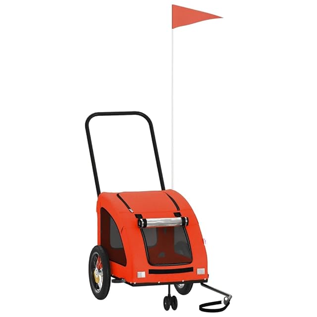 vidaXL Remolque de Bicicleta Mascotas Hierro Tela Oxford Naranja Gris