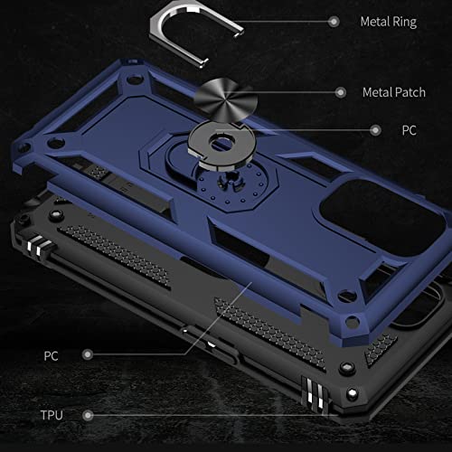 Asuwish Phone Case for OPPO A74 5G/A54 5G with Tempered Glass Screen Protector Stand Ring Holder Hard Magnetic Hybrid Defender Cell Accessories Shockproof Kickstand A93 5G/A93S 5G Women Men Blue - Image 4