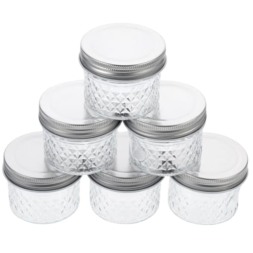 Mikikit 6 piezas Botes de Vidrio Transparente para Almacenaje de Alimentos Frascos Herméticos para Mermelada Encurtidos y Salsas Contenedores de Cocina Prácticos y Duraderos