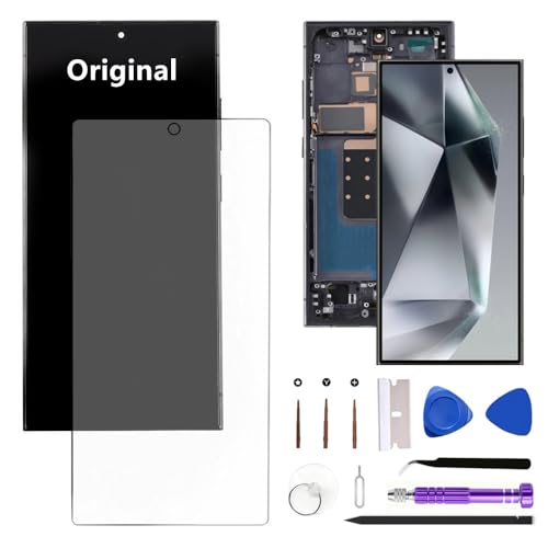 6.8 Original AMOLED Galaxy S24 Ultra Screen Replacement for Samsung Galaxy S24ultra 5G S928U S928U1 Display Touch Screen Digitizer Assembly (with Black Frame+Protective Film+Tools)