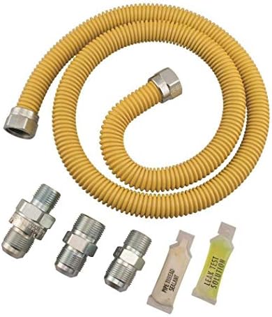 Dormont Safety-Shield With SmartSense 313MV6KIT-TS-36B Coated Stainless Steel Standard Gas Appliance Connector 5/8 Inch Outer Diameter 1 /2 Inch Inner Diameter, 1/2" MIP & 3/4” MIP & EFV, 36 Inches