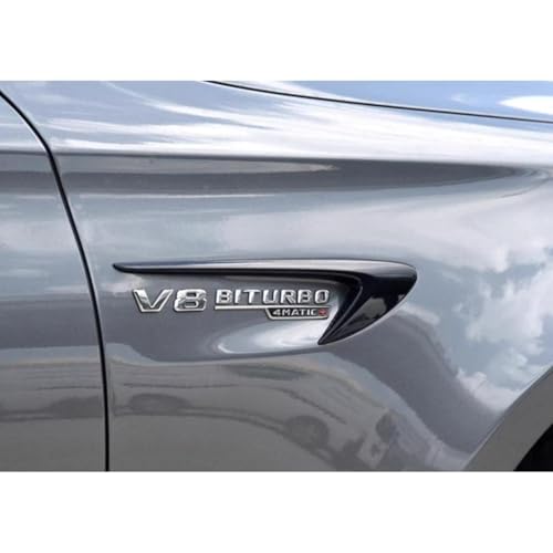 Image of Compatible with V8 BITURBO 4matic+ Emblem|ABS Chrome Letters,Adhesive Backing, No-Tool Install for 2019-2023 Models (G63 /C63 /GLC63)-3D -Style Design & Weatherproof Finish (Black+)