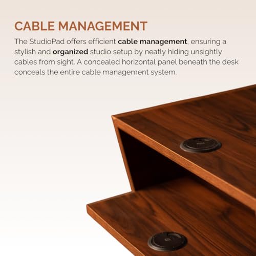 Image of Timber Acoustics StudioPad Mini Music Production Desk for Studio | Professional Music Producer Table for PC, MIDI Keyboard & Audio Setup (3.5' x 2.5') (Brown Oak)