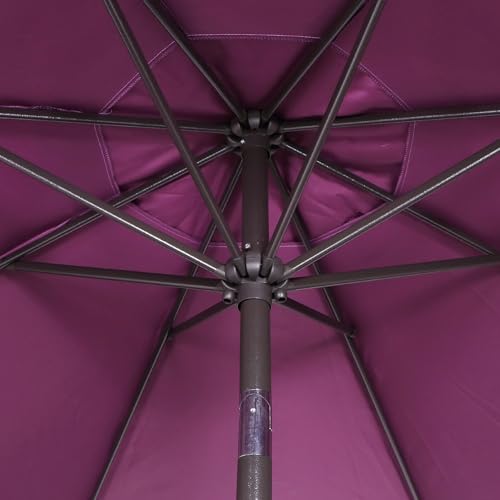 Image of Blissun 9' Outdoor Patio Umbrella, Outdoor Table Umbrella, Yard Umbrella, Market Umbrella with 8 Sturdy Ribs, Push Button Tilt and Crank