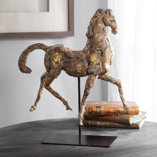 Caballo Dorado Escultura 16.5 in x 14 in x 5.13 in miniatura 2