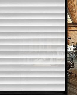 Frosted Window Film Privacy with White Stripe Patterns 60 X 200CM, Shackcom Opaque Window Film Static Cling to Protect Your Family & Anti-UV & Anti-glare for Office Bathroom Home (Vertical Stripe)