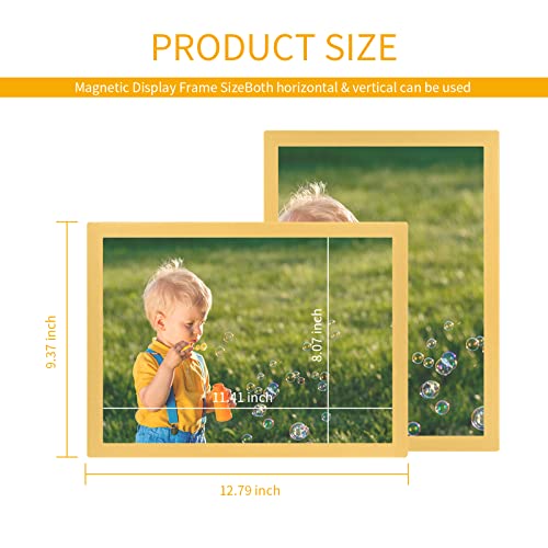 Tienyow A4 Self-Adhesive Magnetic Display Photo Frame For 8" X 11.5" Letter Picture, Wall Mount Document Painting Window Sign Holder For Kids Paint Office Restaurant Vertical School Store, 10X Golden #TOP4