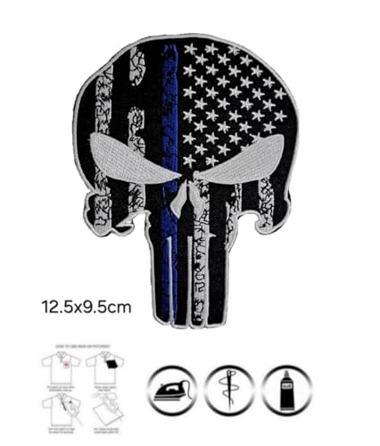 SUMA SHOP Gestickter Aufnäher zum Aufbügeln oder Aufnähen, Thema: Der Totenkopf, Totenkopf-Flagge.