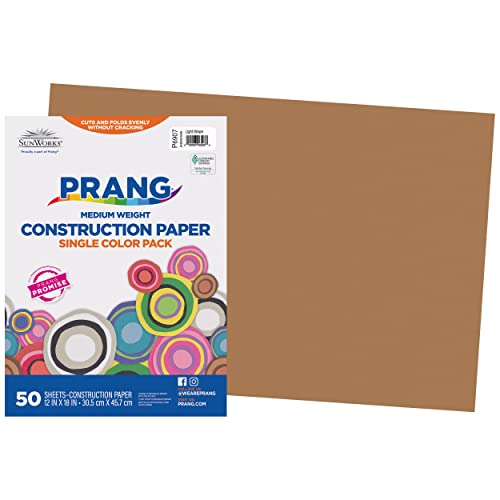 Image of Prang (Formerly SunWorks) Construction Paper, Light Brown, 12 inch x 18 inch, 50 Sheets