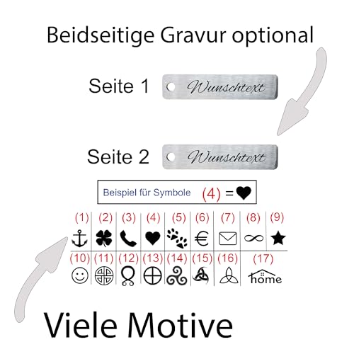 WIENS3D Personalisierter Schlüsselanhänger mit Gravur für diverse Anlässe: Weihnachten, Partner, Name, Geschenk, Freitext oder verschiedene Symbole möglich, 55x12x2mm