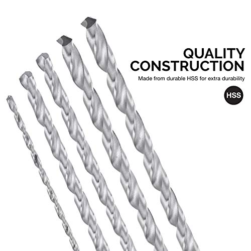 Neiko 10047A Extra Long Drill Bit Set | 5-Piece | M2 Hss Steel | 12-Inch Length | 1/8, 3/16, 1/4, 5/16, And 3/8-Inch #TOP2
