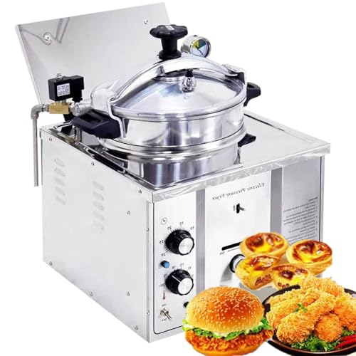 Máquina para Freír Pollo a Alta Presión de 16 Litros, Freidora de Sobremesa Eléctrica, Horno para Freír Alimentos, delicias Fritas, Acero Inoxidable, 3000 W