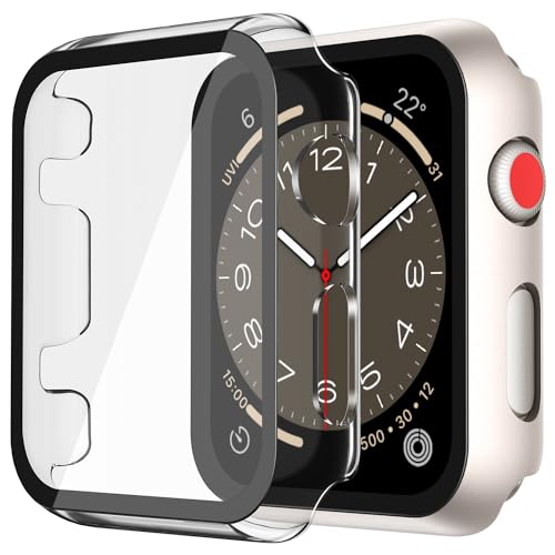 Image of Misxi Case with Screen Protector for 42mm Apple Watch Series 3 /2 | 2-Pack Cover with Tempered Glass for 3 /2, Scratch Resistant Sensitive Touch, 1 Starlight + 1 Transparent