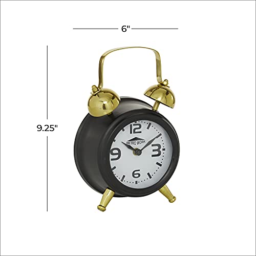 The Novogratz Stainless Steel Clock With Bell Style Top, 6" X 3" X 9", Black #TOP7