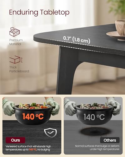 Image of VASAGLE MAEZO Collection - Extendable Dining Table for 4 /6 /8, Kitchen Table with Tapered Legs, Curved Transitions, for Dining Room, Kitchen, Home Office, Charcoal Gray UKDT090B01V1