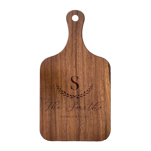 Tabla de cortar personalizada de madera nogal con mango miniatura 1