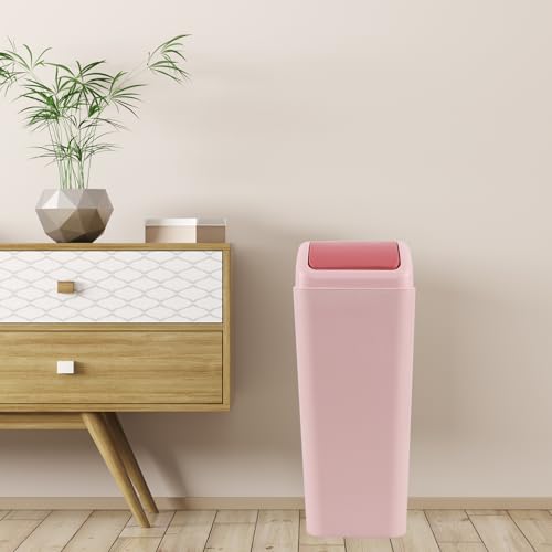 Caneca de basura plástica rectangular rosa 3.5 gal. miniatura 7