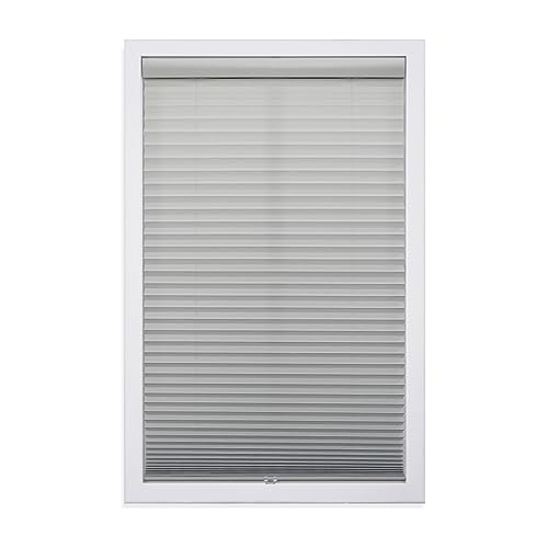 DEZ FURNISHINGS Cordless 1" Light Filtering Pleated Shade, Fabric, 49"W x 64"H, Silver Gray by DEZ FURNISHINGS - Used condition - US$15.59