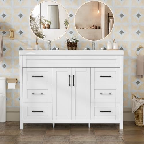 Buildonely 46.7 inch Bathroom Sink Vanity Combo, Large Freestanding Double