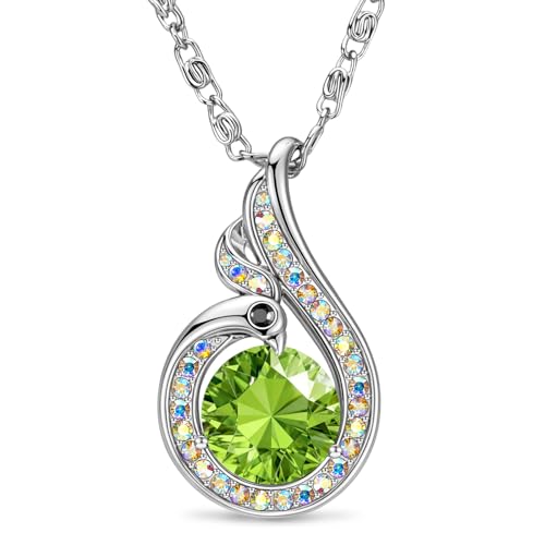 Kate Lynn Phoenix Birthstone Necklaces for Women Pendant Necklace Crystal Jewelry, Birthday Gifts for Women Wife Girlfriend Mothers Day Gift for Mom Daughter Unique Lady Christmas Jewelry Gift for Her, August Birthstone Peridot Necklace