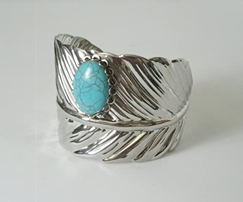 Turquoise Feather Cuff Bracelet, Handmade Jewelry Southwestern Southwest Country Western Cowgirl Boho Bohemian #TOP2