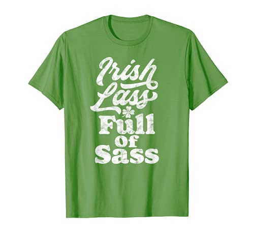 Irish Lass Full of Sass Divertente San Patrizio Grafica Giorno Maglietta
