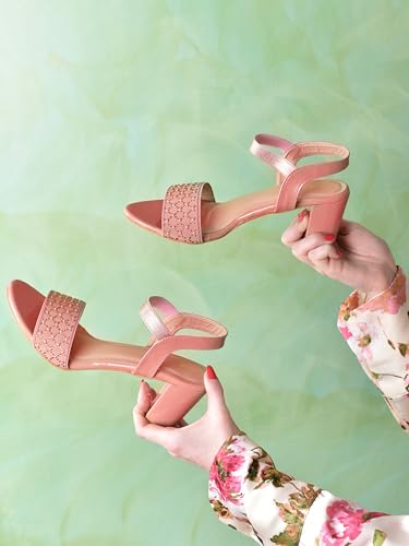 Image of Action Crystal-Embellished Slide Sandals| Block Heel| Water-Resis Tant| Textured EVA Sole Black