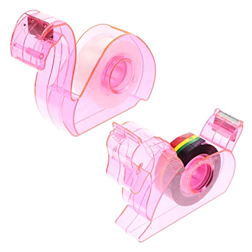 SHINEOFI 2 Juegos Cortador De Cinta Herramienta Automático Enmascaramiento Cinta Transparente Rellenar Embalaje Rayo Recargas De Cinta Multi Etiqueta Fabricante Doble Rosa El Plastico
