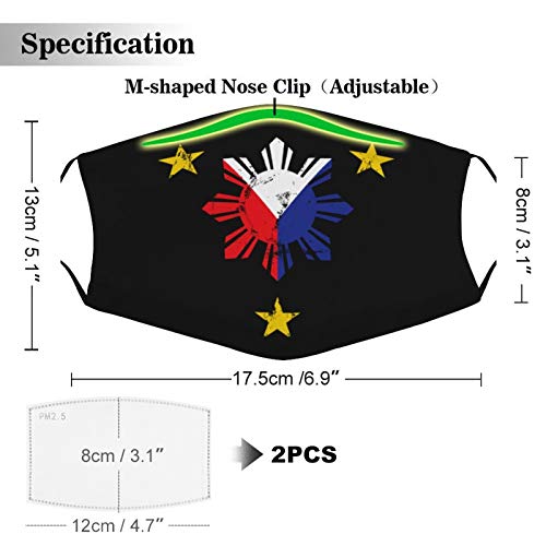 Philippine Flag Pinoy Pride Filipino American Kids Face Mask Set Of 2 With 4 Filters Washable Reusable Adjustable Black Cloth Bandanas Scarf Neck Gaiters For Adult Men Women Fashion Designs #TOP1