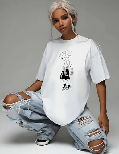 Anime, Hunter x Kilua Tee, Unisex Vintage Y2K Oversized Graphic T-Shirt, Streetwear Grunge Style, Retro Aesthetic Design3