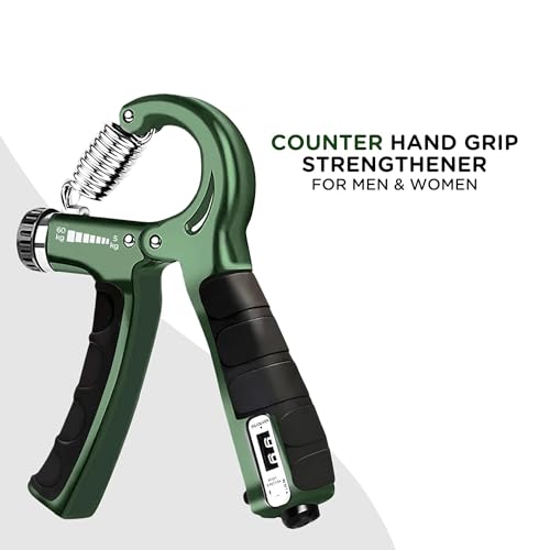 Image of Adjustable Hand Grip Strengthener, Hand Gripper With Counter for Men & Women for Gym Workout Hand Exercise Equipment to Use in Home for Forearm Exercise 5-60kg (Green)