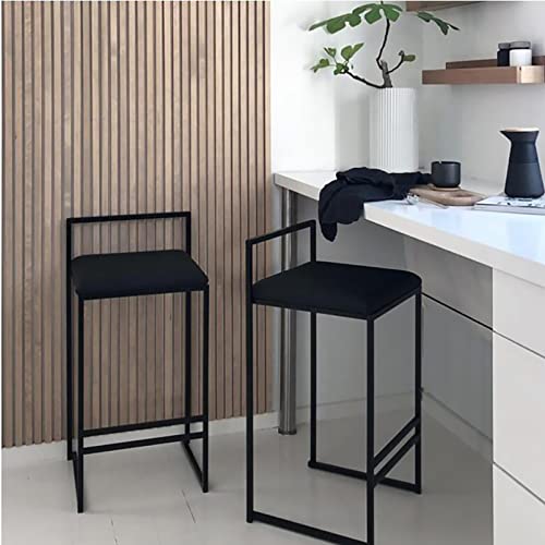 Tabourets de bar modernes noirs | Ensemble de 2 chaises hautes avec siège de 65 cm - 5