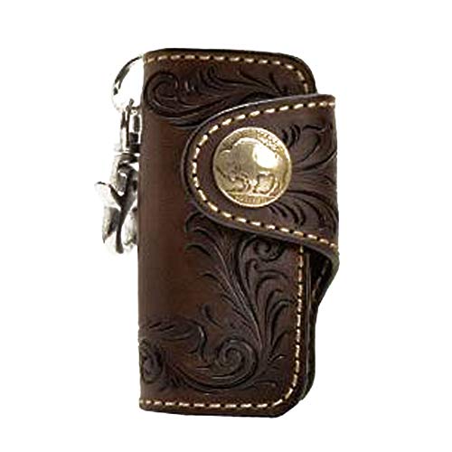 KC,s ハンギングキーケース カービング アラベスク 唐草 本革 日本製 スマートキーケース メンズ レディース (ブラウン) [並行輸入品]