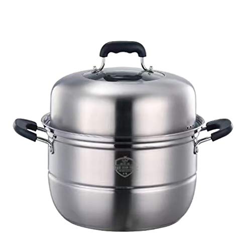 OWOHYG Olla/Vaporera De Acero Inoxidable 304, Vaporera Doméstica De 2 Capas, para 28 Personas, Apta para Cocina De Gas/Inducción, 28 Cm