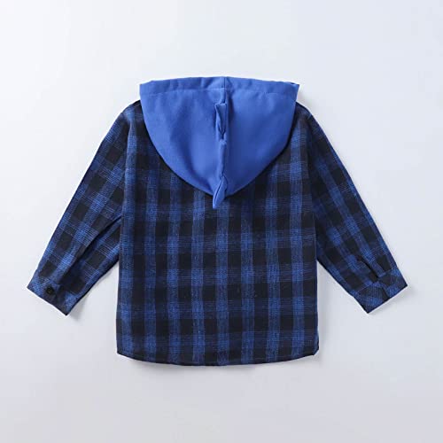 Toddler Boys Girls Coat Long Sleeve Button Down Hooded Plaid Shirt Hoodie Jacket Coat Outwear Kids Fall Clothes3