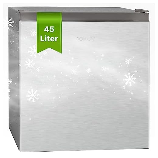 Bomann Mini-Kühlschrank mit Gefrierfach/ Kühlbox KB 7245; Nutzinhalt 45 Liter (4 Liter Frost); für Küche, Garage, Büro, Camping; 50 cm Höhe; 47 cm tief; 80 kWh; inox