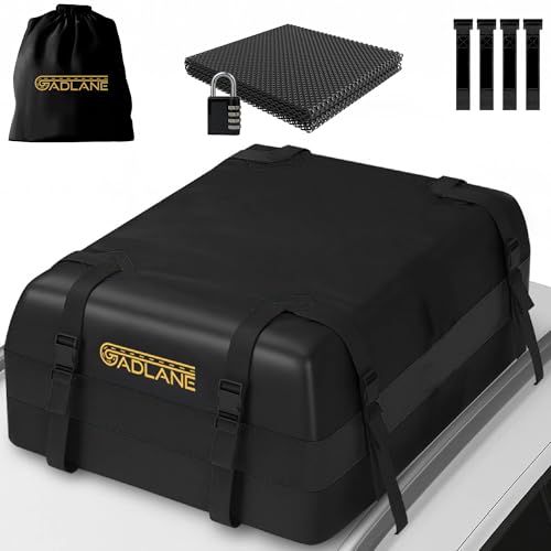 GADLANE Autodachtasche - 15 Kubikfuß wasserdichte Dachbox für Autos mit/ohne Dachträger, Anti-Rutsch-Matte, 4 stabile Türhaken, Zahlenschloss,...