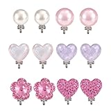 Mikovivi 6 Pares Pendientes de Clip Corazón Perlas Piedra Preciosa para Niñas, de Resina Pendientes Colores Clip con Almohadillas Silicona Ideales para Adolescentes y Niñas Disfraces Joyería