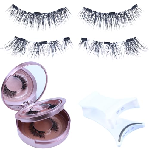 Image of LAUBESS Magnetic Eyelashes with Applicator 2 Pair No Glue Needed Natural Look Magnetic Lashes Easy to Wear and Remove(L02 /L04)