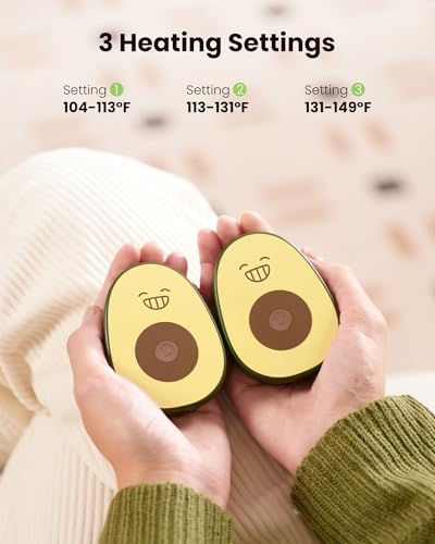 Gaiatop Hand Warmers Rechargeable 2 Pack, Magnetic 3 Settings Fast Heating Avocados Shape, Electric Portable Pocket Heater, Reusable Hot Hands... - Image 3