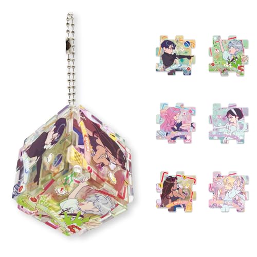 YJacuing Anime Alien Stage Duet Series Mystery Blind Bag Acrylic Keychain, Officially Licensed Puzzle Piece Couple Gift (Whole Set, Contains All of 6 Characters)