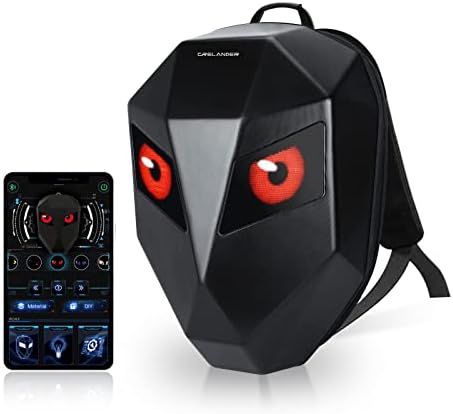 Crelander Helmet Backpack for Motorcycle,Programmable Motorcycle Backpack Helmet Bag with LED Display, 3D Hard Shell Waterproof Shoulder Bag, Expandable Storage Bag Hiking Travel Rider Daypack