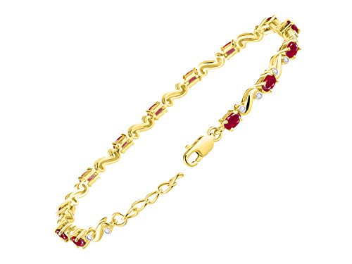 Rylos Spectacular Tennis Bracelet Set With Red Ruby & Diamonds - July Birthstone* #TOP2