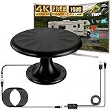 CSUXYD Outdoor TV Aerial, Freeview HD RV TV Aerial, 720° Omni-Directional Long Range Reception Aerial for Smart Tv, For Caravan/Motorhome/RV/Yacht/Attic