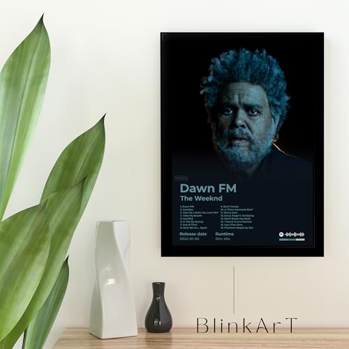 Image of BLINKART The Weekend - Dawn FM Wall Photo Frames | Wall Art for Bedroom, Living Room, Studio or Office | Album Cover Print with Spotify Song Link QR Code | Gift for Fans - 8x12 In