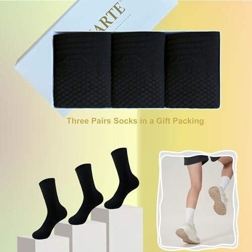 MAGIARTE Womens Athletic Compression Cotton Crew Socks Non Slip Design Multi Sports Socks for Women 3/5 Pairs2