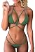 ESONLAR Woman's Summer Sexy 2 Pieces Bikini Criss Cross Beachwear Set Army Green S
