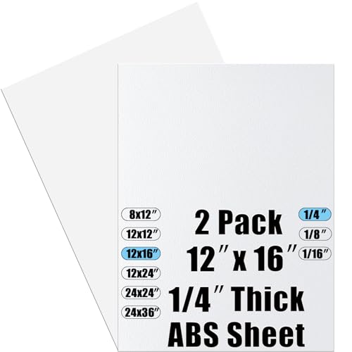 Image of ABS Plastic Sheet 1 /4 Inch Thick 12 x 16 (2-Pack),Two-Sided Heat Moldable Panel (Thermoplastic Textured Front & Smooth Back), White Thermoform Board Great for DIY Projects, Decor, Handcrafts