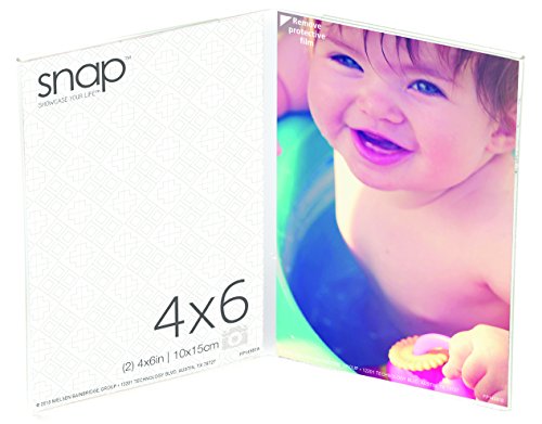 Snap 4x6 Clear Acrylic Vertical Self Standing Double Picture Frame, 4 inches x 6 inches